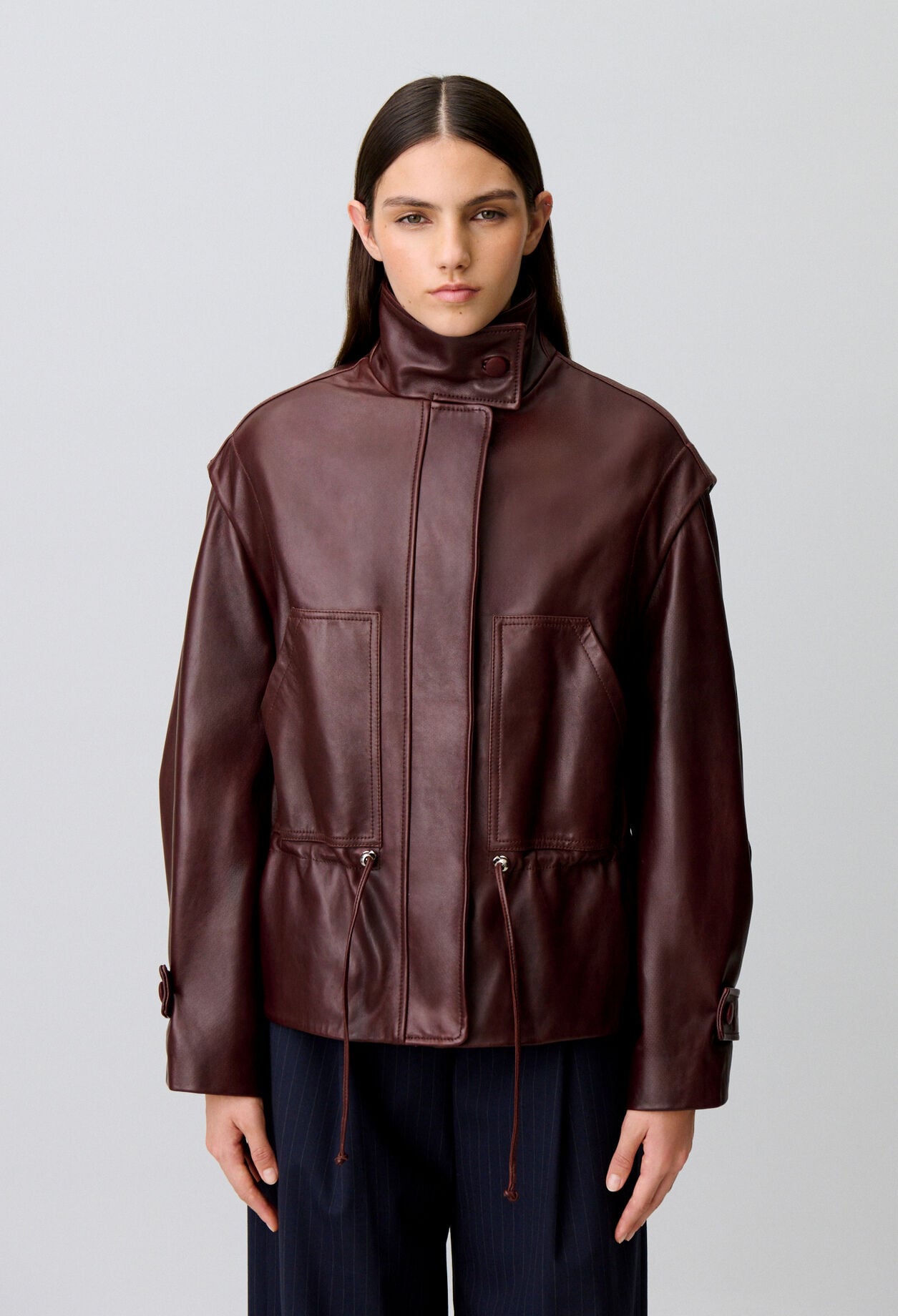 Weit geschnittener Lederblouson