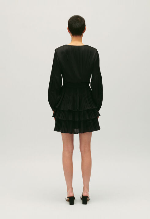 Kurzes plissiertes Kleid schwarz