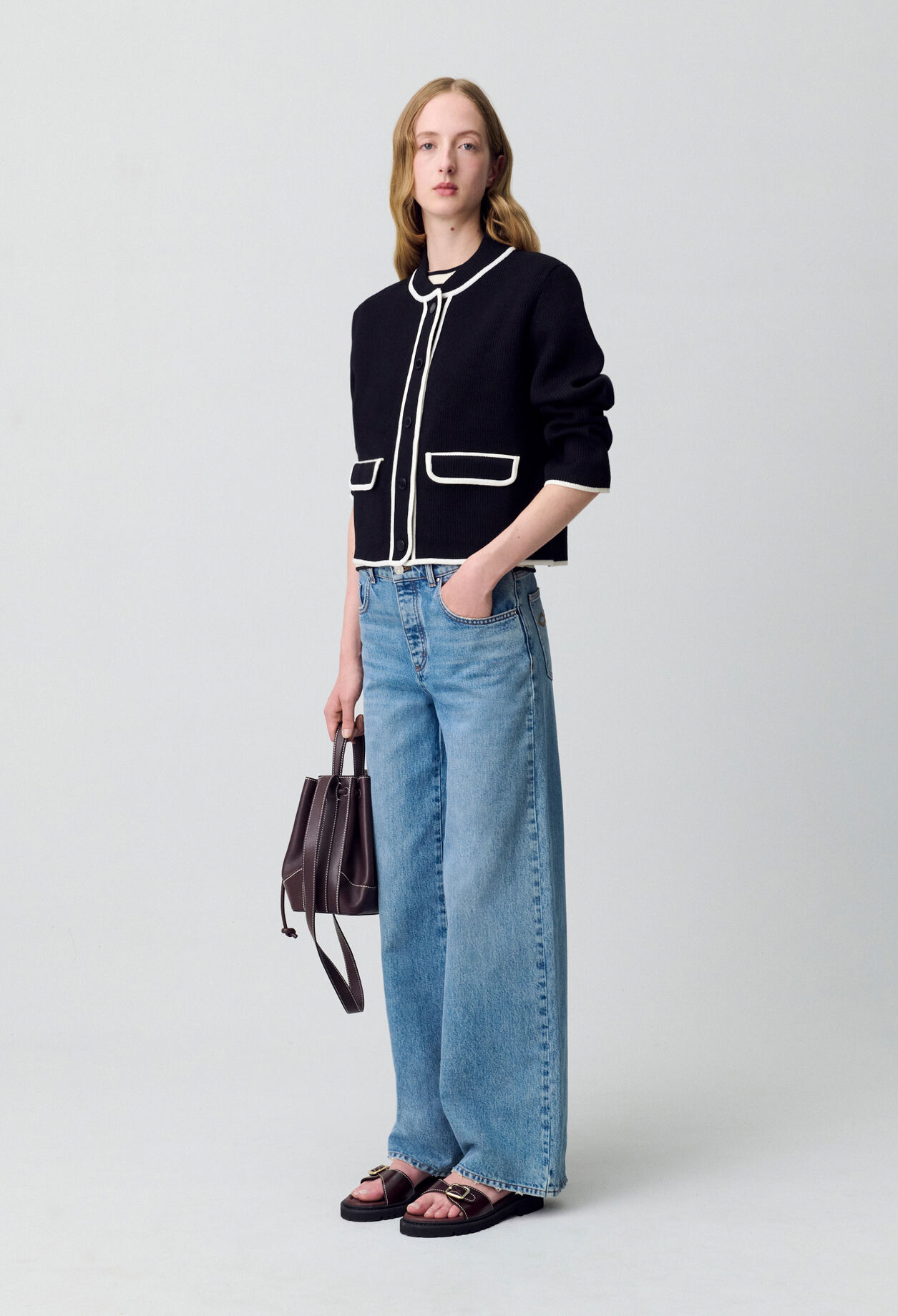 Zweifarbiger, dicker Cardigan