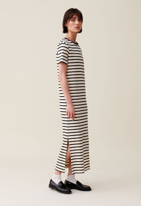 Gestreiftes Midi-Jeanskleid Toto