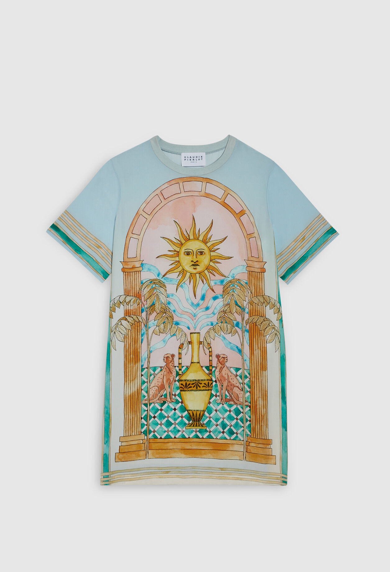 T-Shirt-Kleid aus gedruckter Seide