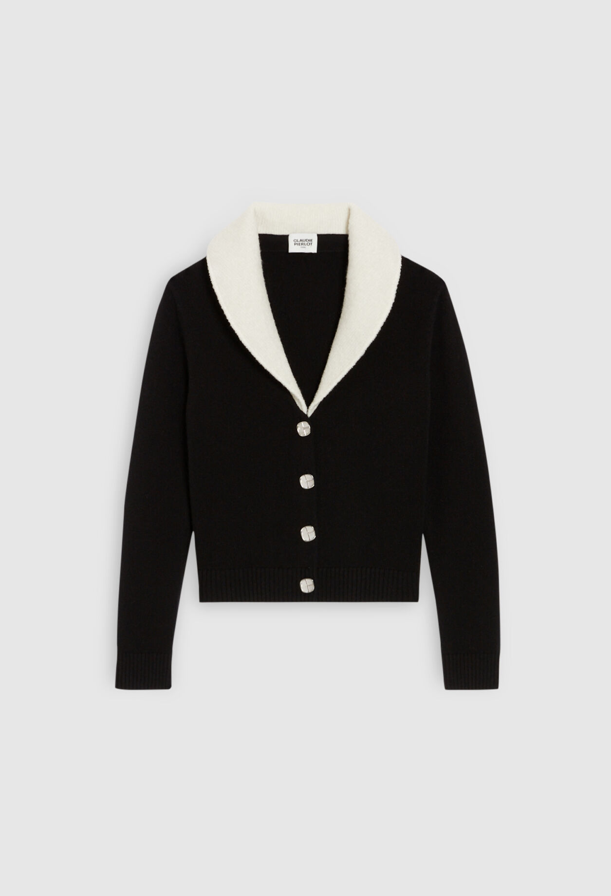 Strickjacke mit breitem Kragen