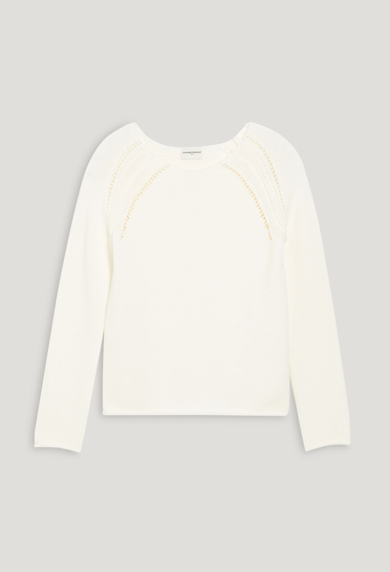 Strickpullover mit Stickereien Ecru