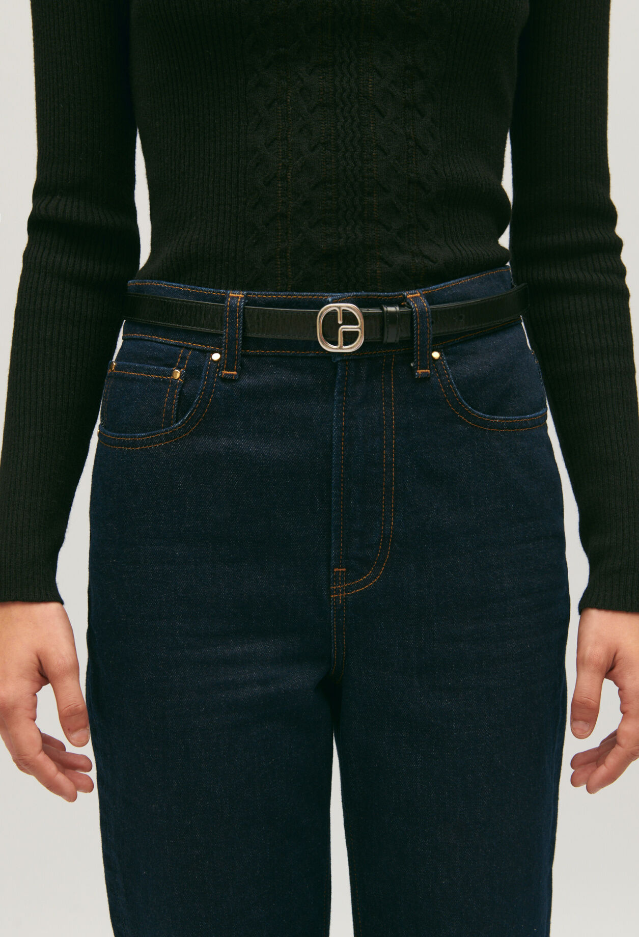 Strassgürtel aus schwarzem Leder