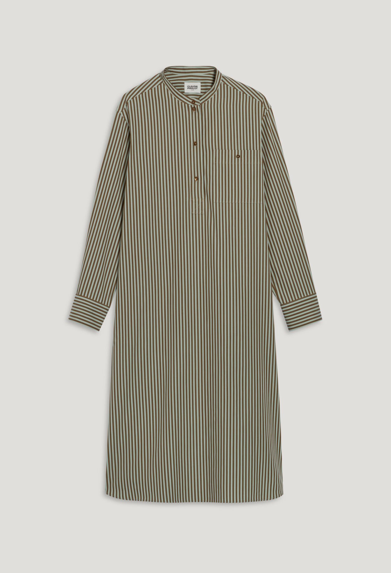 Langes Kleid mit Streifen-Design Grün