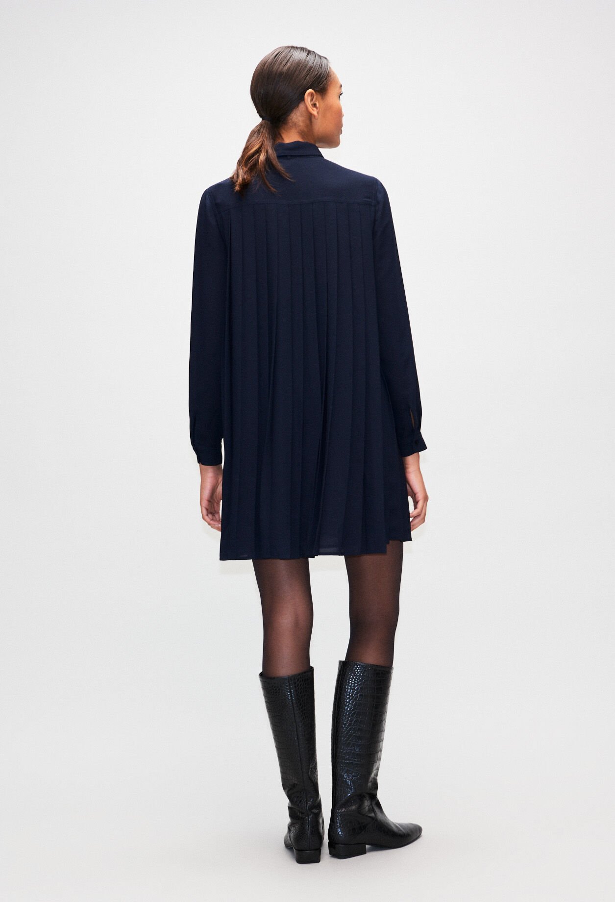Plissiertes Hemdkleid Lavallière