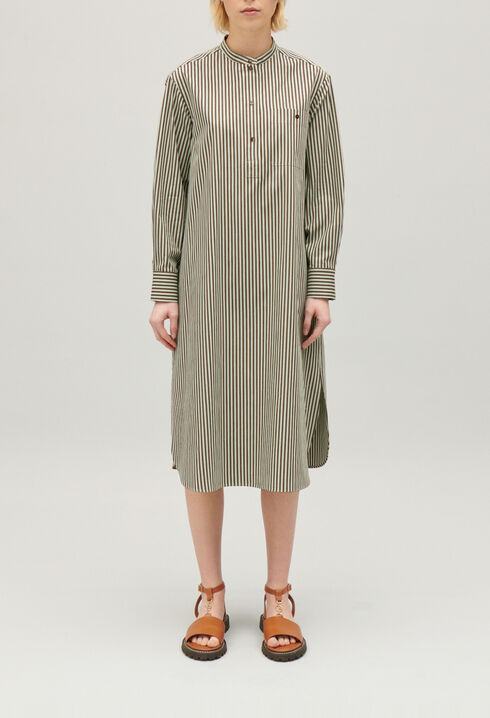 Langes Kleid mit Streifen-Design Gr&uuml;n