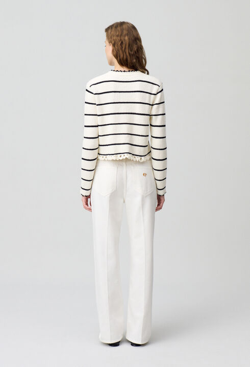 Feinstrick-Cardigan mit Streifen
