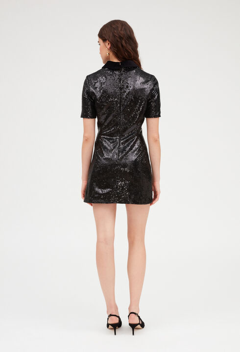 Kurzes Kleid mit Pailletten schwarz