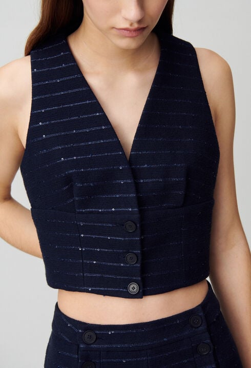Gestreifter Blazer oben