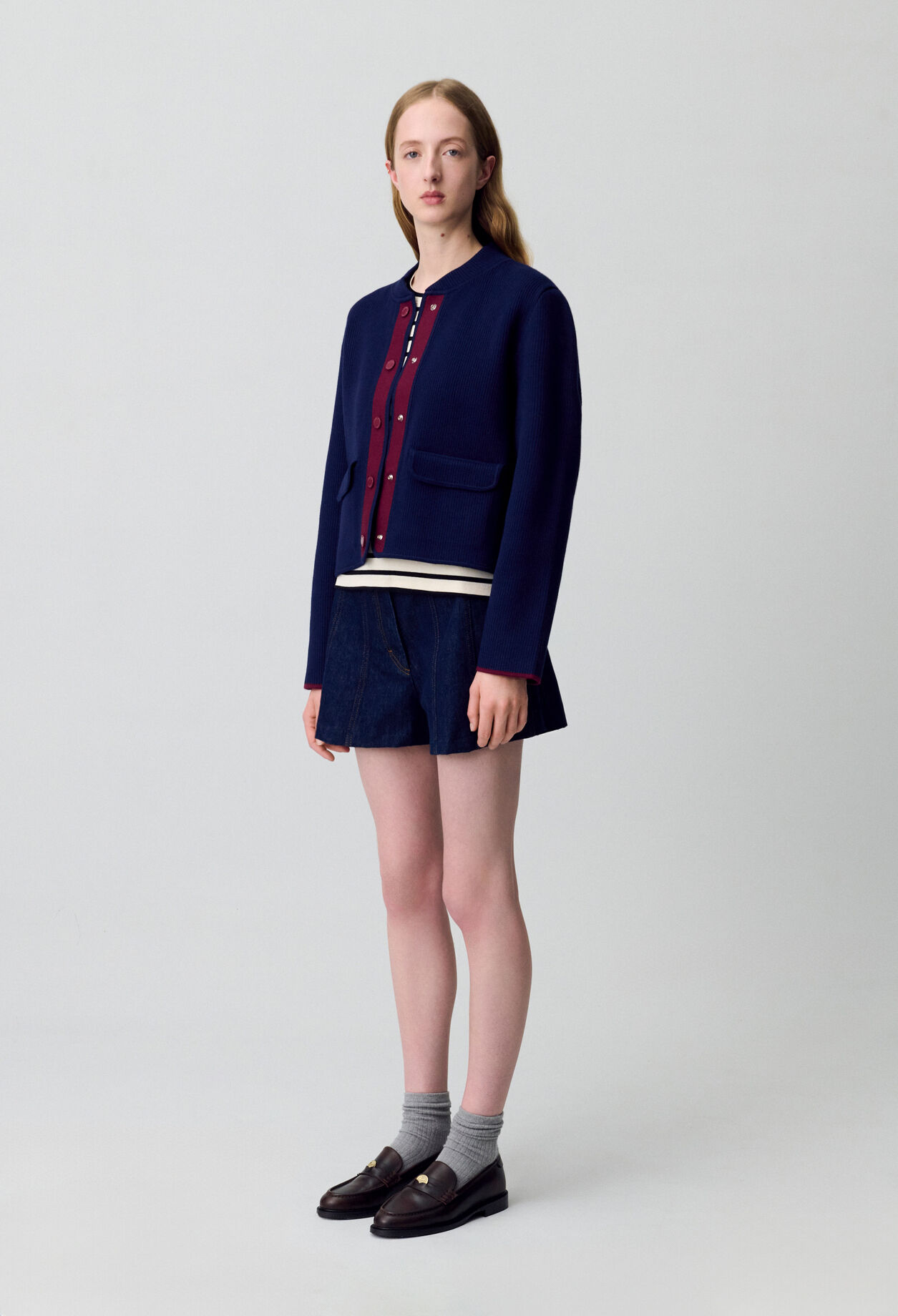 Zweifarbiger, dicker Cardigan