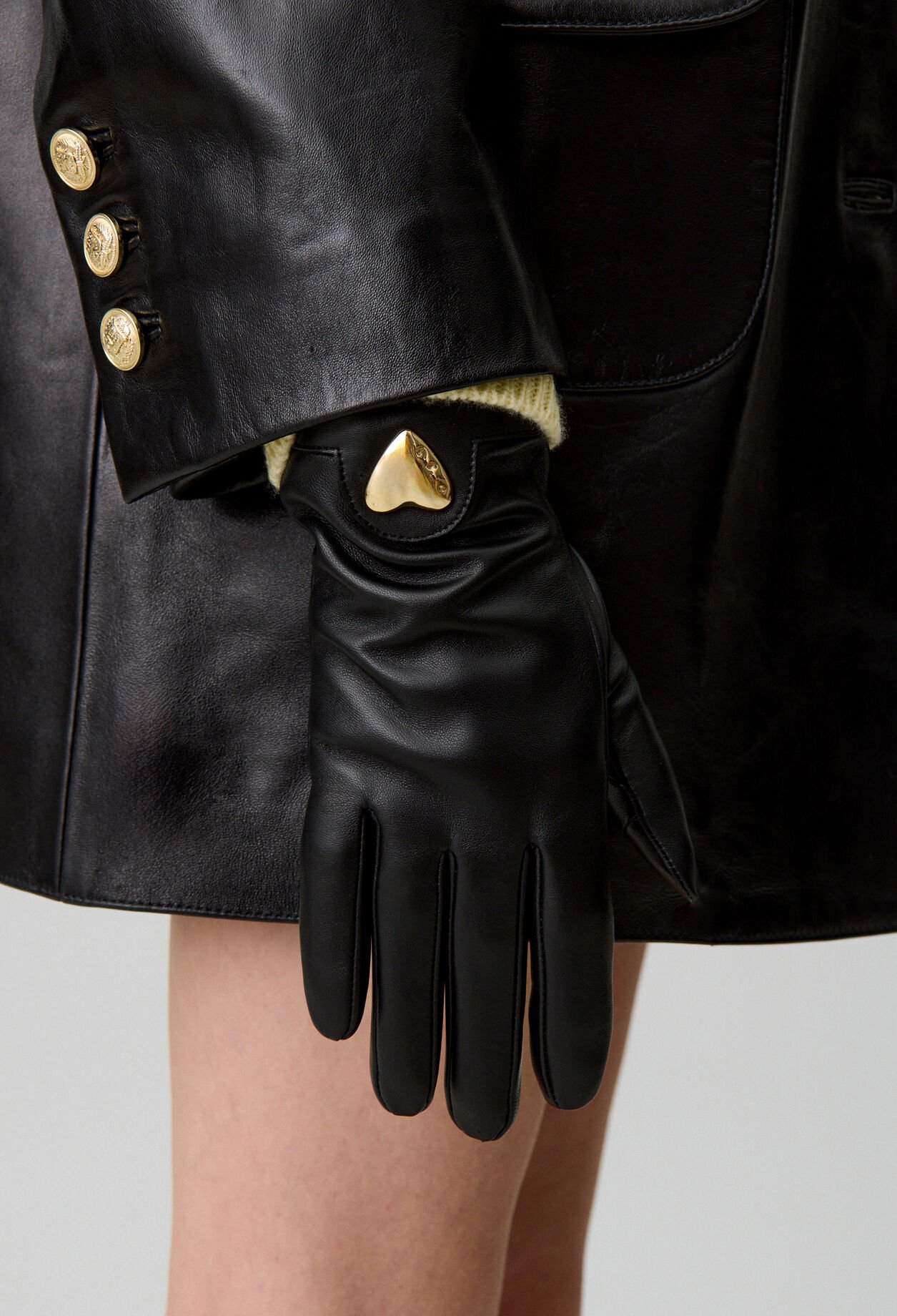 Lederhandschuhe mit goldenem Herz