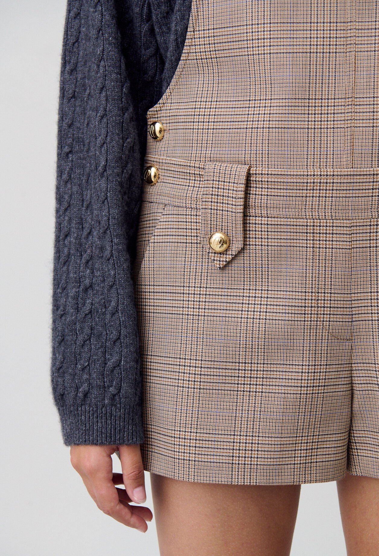 Karierter Latz-Overall-Shorts