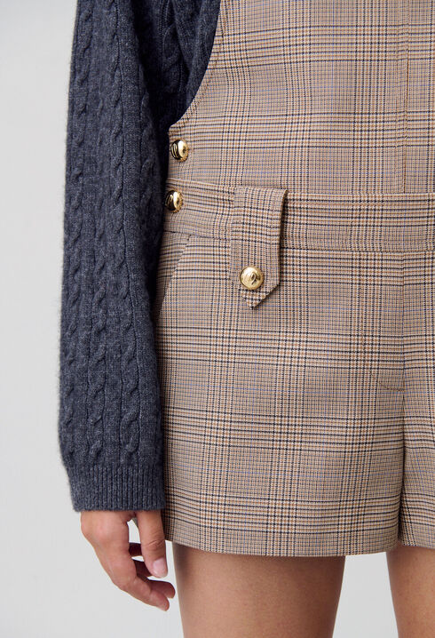 Karierter Latz-Overall-Shorts
