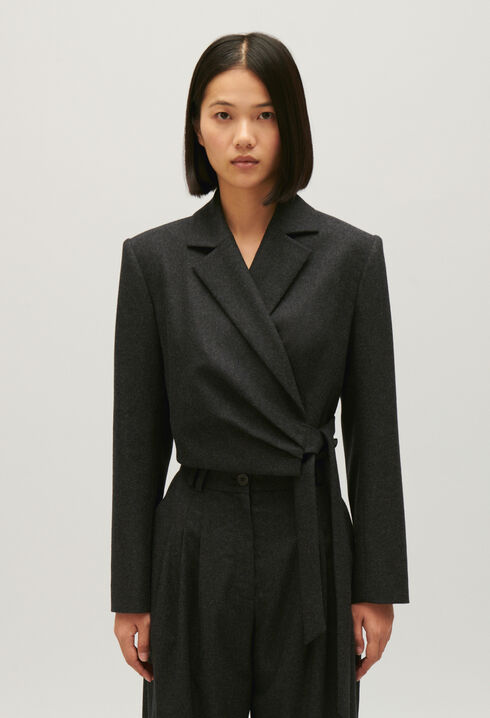 Kurzer grau melierter Blazer