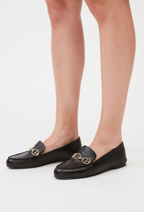 Ledermokassins, schwarz