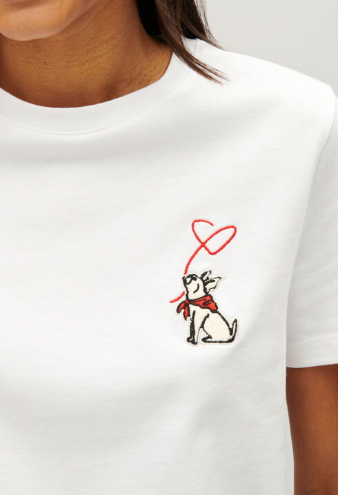 T-Shirt mit Jean Toto-Schriftzug Ecru