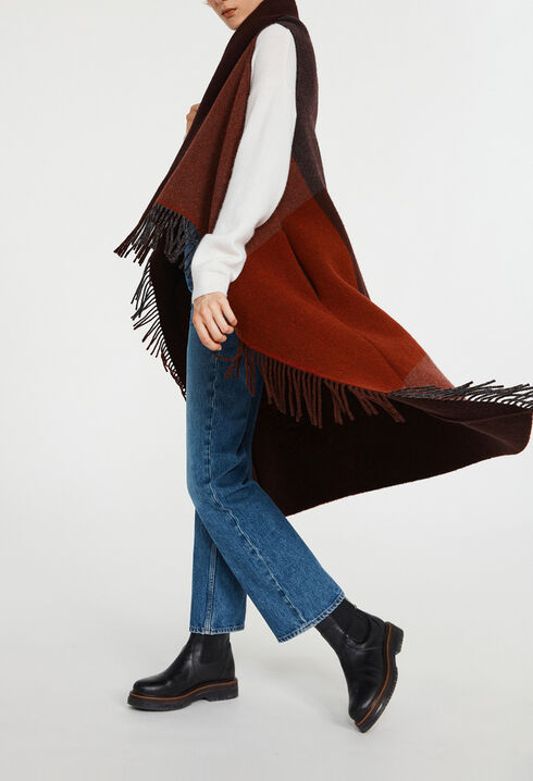 Poncho burgunderrot aus Wolle
