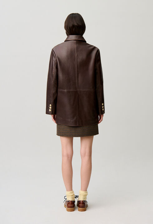 Mittellange weite Lederjacke