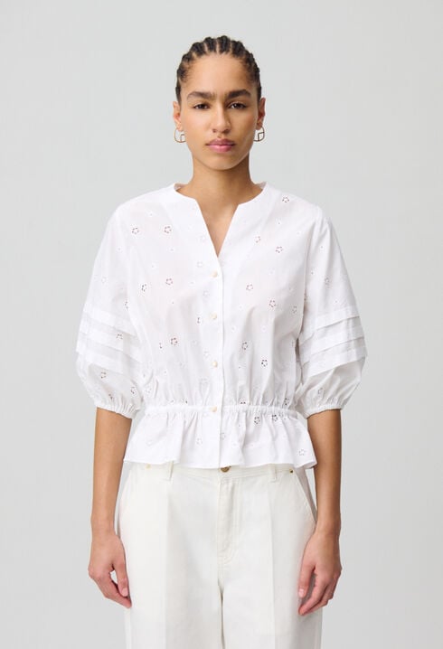 Elastische bestickte Bluse