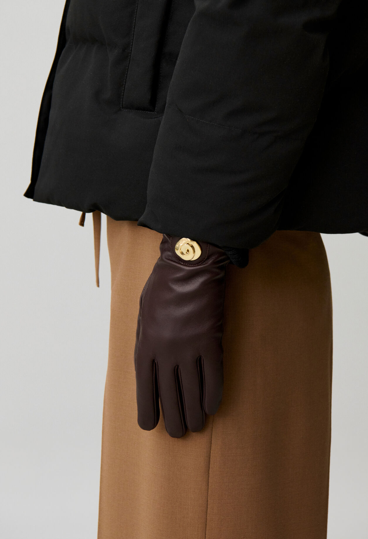 Lammlederhandschuhe Golddetail