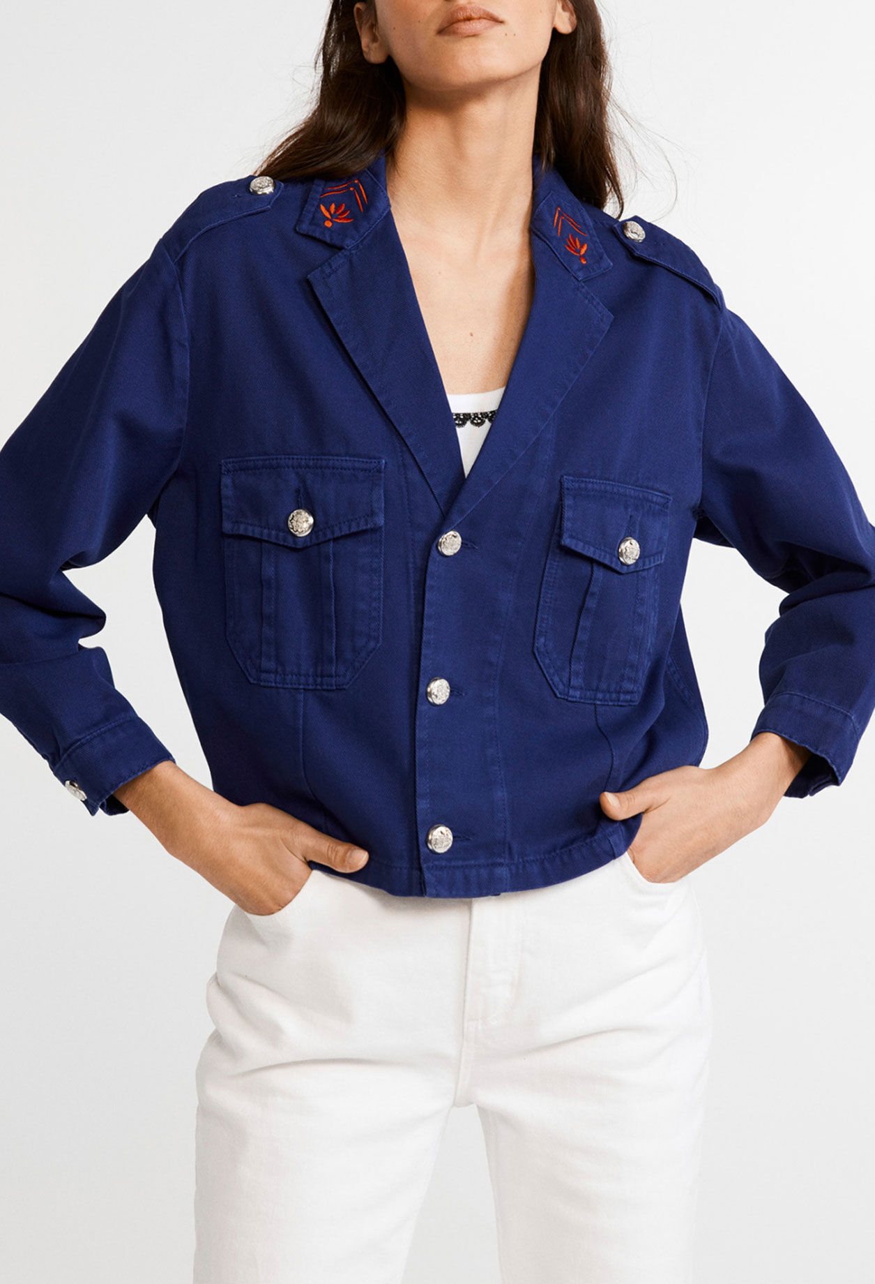 Kurze Jeans-Jacke aus Bio-Baumwolle