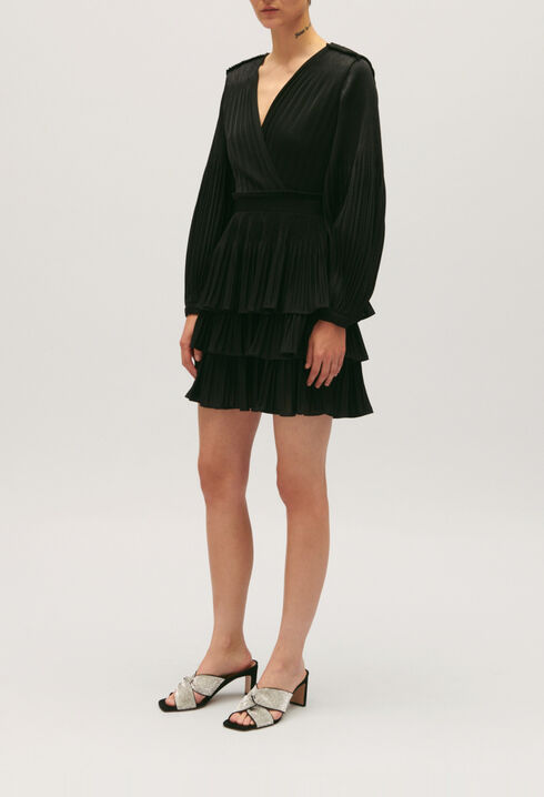 Kurzes plissiertes Kleid schwarz