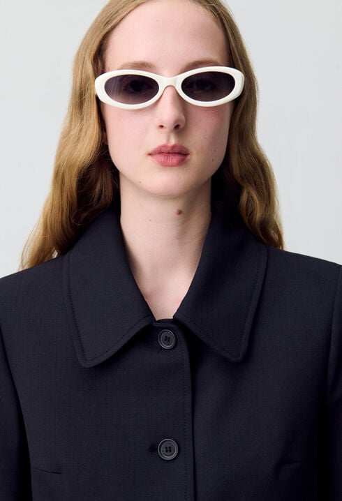 Schwarze Wollmischung Boxjacke