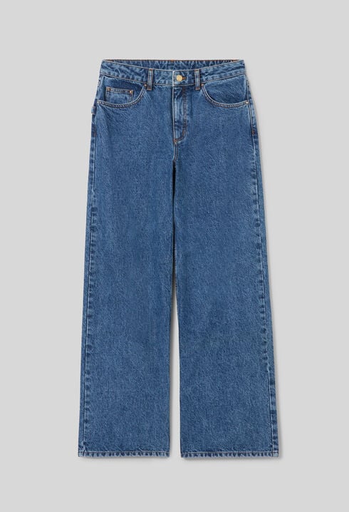 Weite gerade Jeans aus Denim