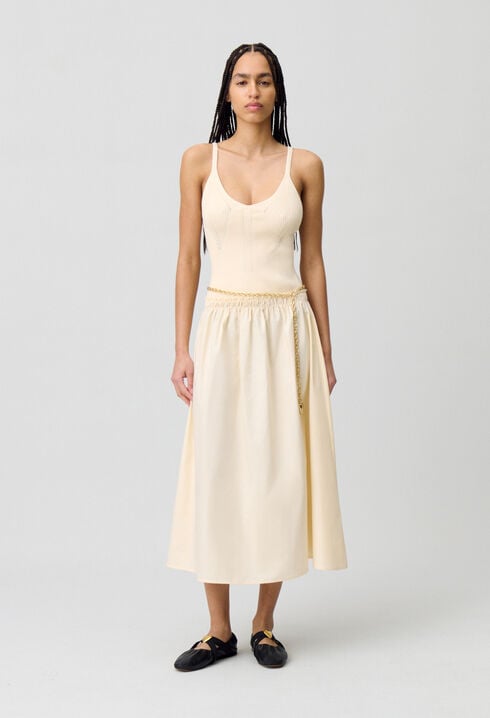 Midikleid mit gehäkeltem Brustteil