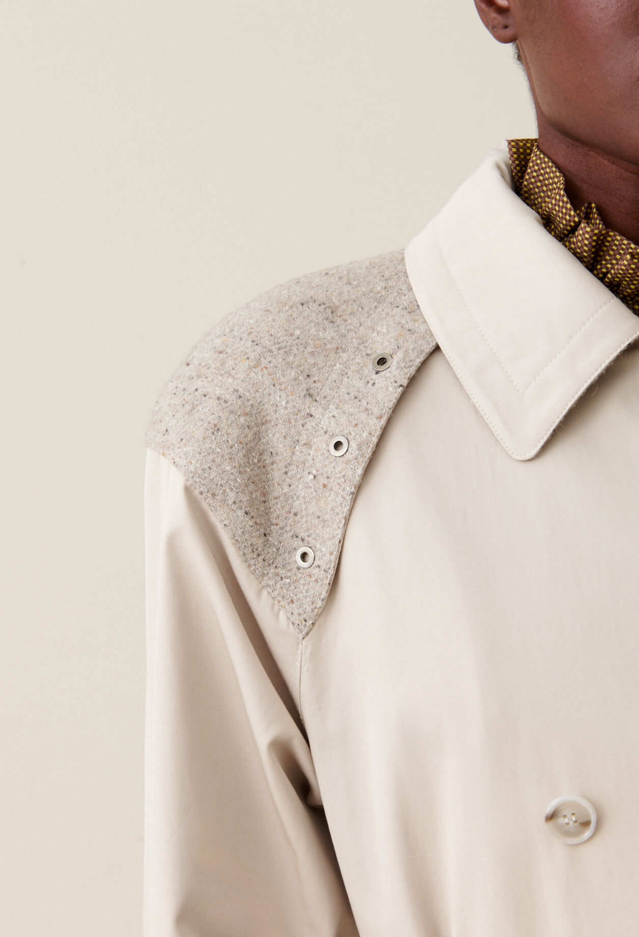 Langer Trenchcoat Mixed-Material