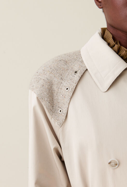 Langer Trenchcoat Mixed-Material