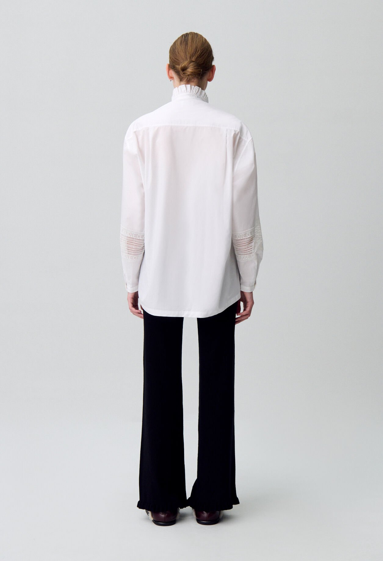 Baumwollbluse mit Rüschenkragen