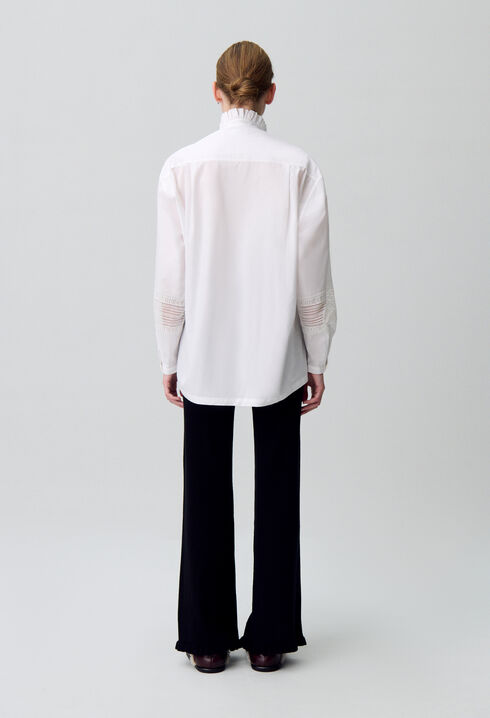 Baumwollbluse mit Rüschenkragen