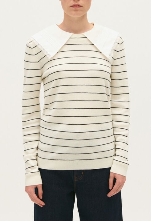 Pullover mit abnehmbaren Kragen