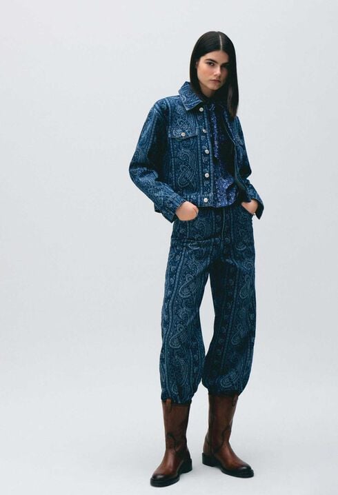 Bedruckte Jeansjacke
