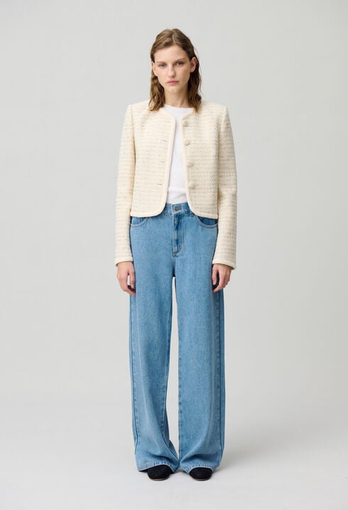Kurze Tweedjacke mit Knöpfen