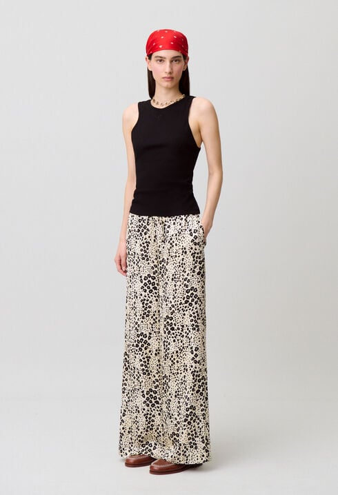 Satinhose mit Animal-Print