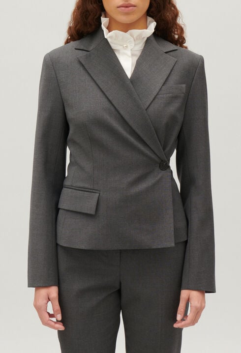 Blazer Wickeloptik grau meliert
