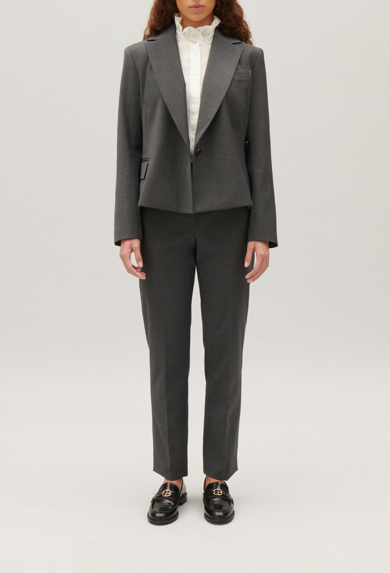 Blazer Wickeloptik grau meliert