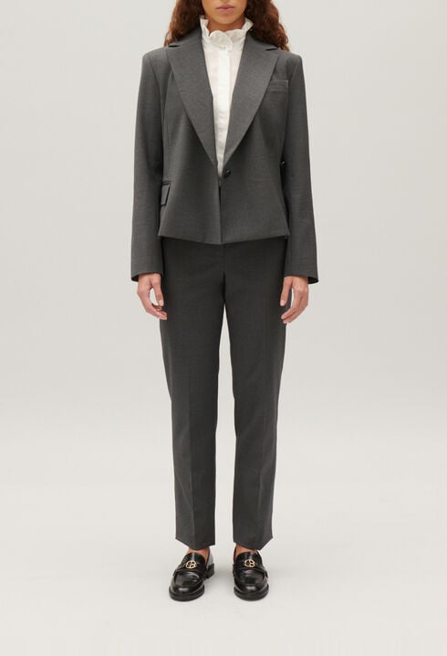 Blazer Wickeloptik grau meliert