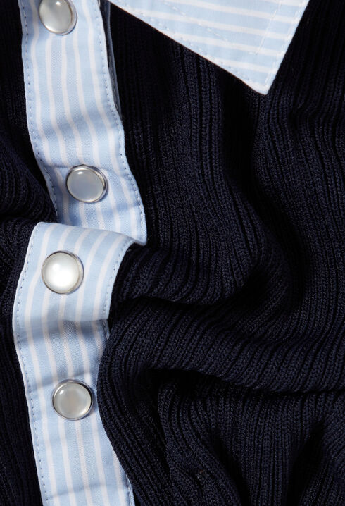 Gestreifter Cardigan, Materialmix