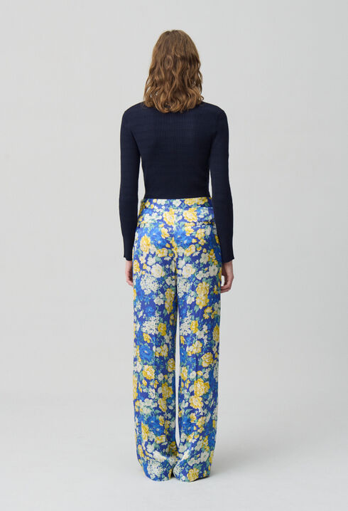 Weite, gerade Hose mit Blumenmuster
