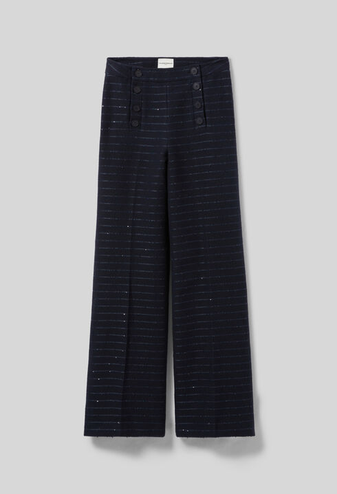Gestreifte, gerade Hose mit Knöpfen