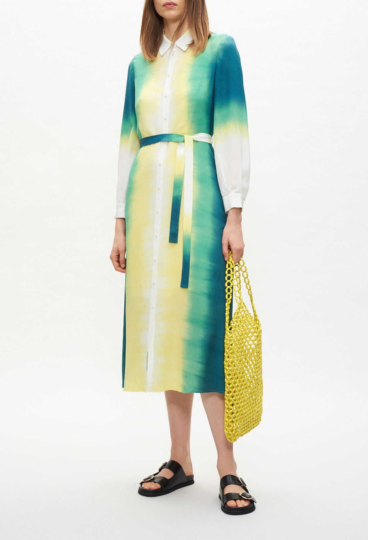 Langes Hemdkleid mit Print tie & dye