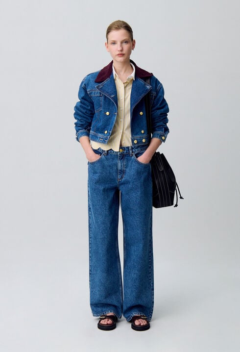 Weite gerade Jeans aus Denim