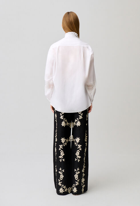Baumwollbluse mit R&uuml;schenkragen