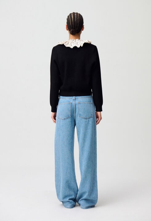 Feinstrick-Cardigan mit Kragen