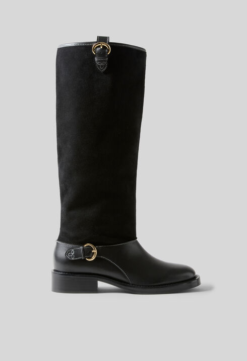 Halbhohe Wildlederstiefel Schwarz