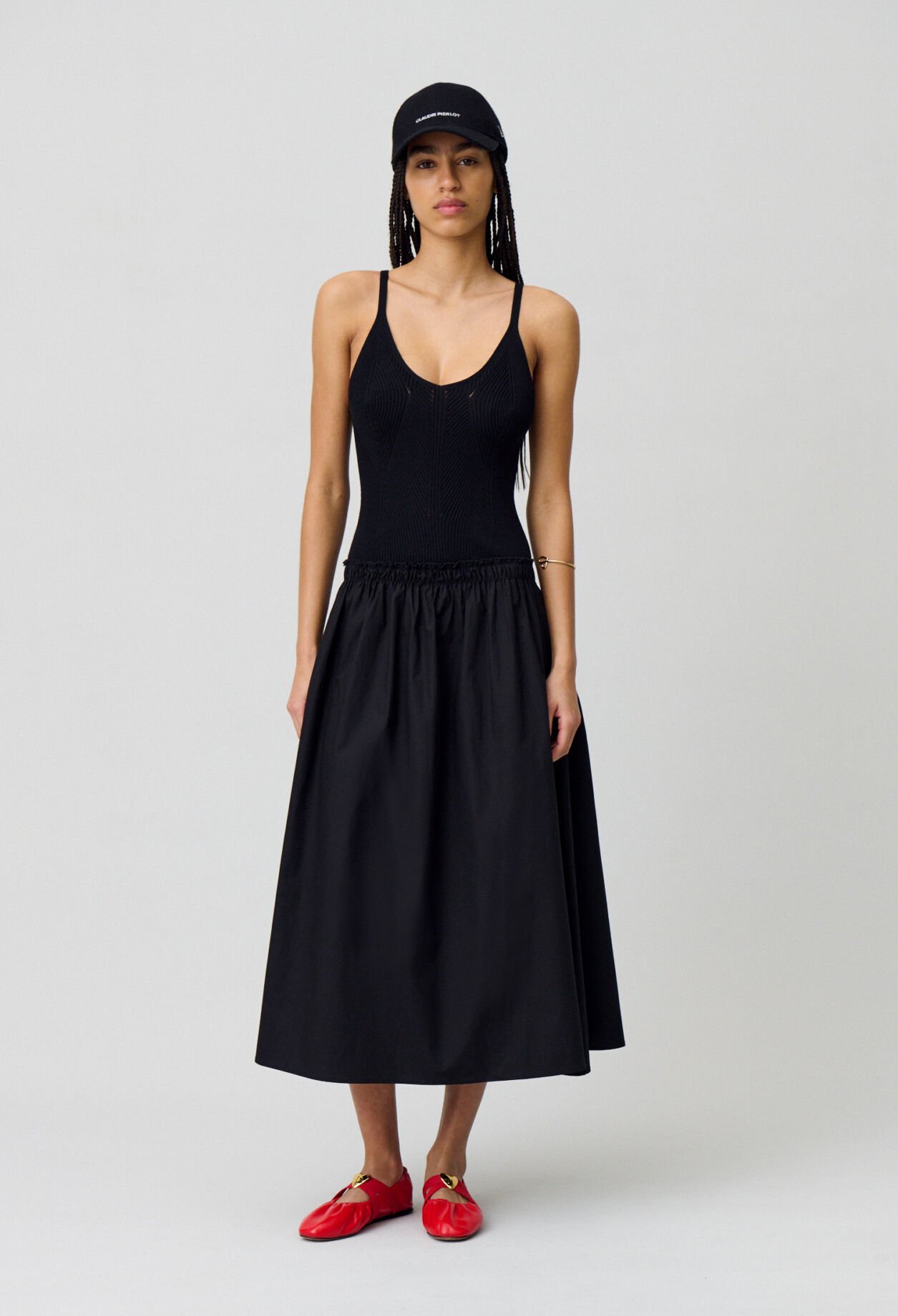 Midikleid mit gehäkeltem Brustteil
